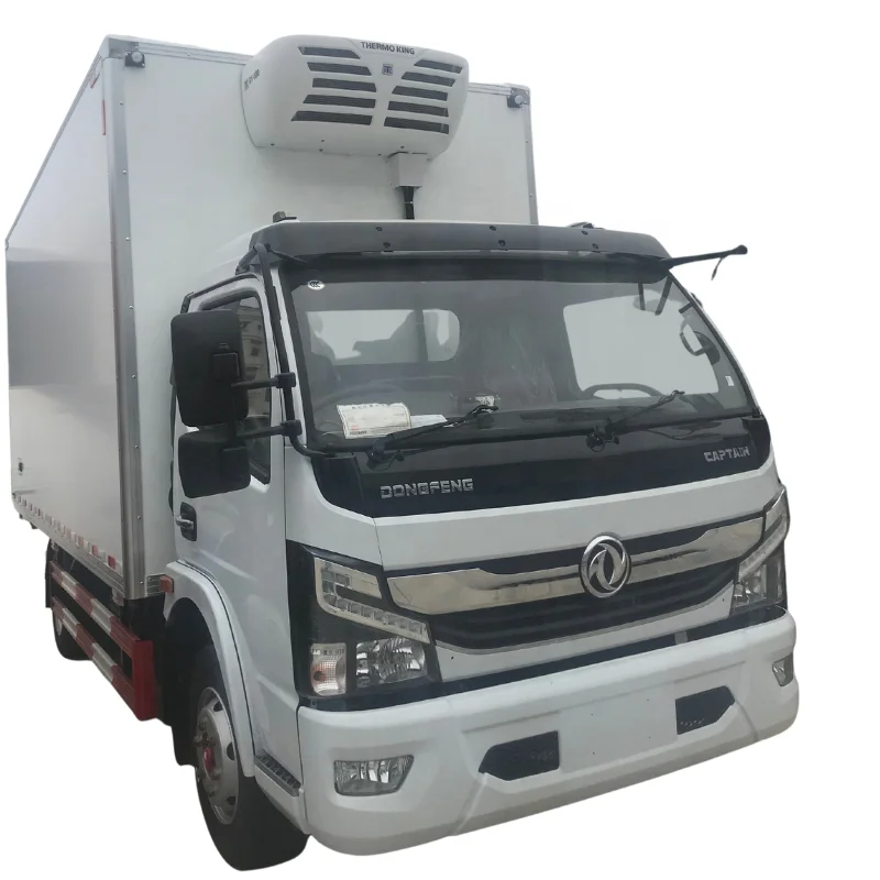 refined Chinamade 4Tons dongfeng reefer van box truck for Philippines Euro 4 diesel small new THERMO KING refrigerated truck