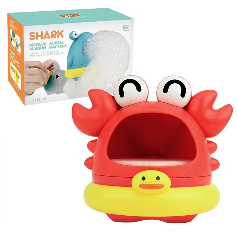 Bathtub Soap Machine Blowing Bubble Baby Bath Toys Cute Cartoon Shark And Crab Bathroom Swimming Pool Toys Outdoor Foam Maker