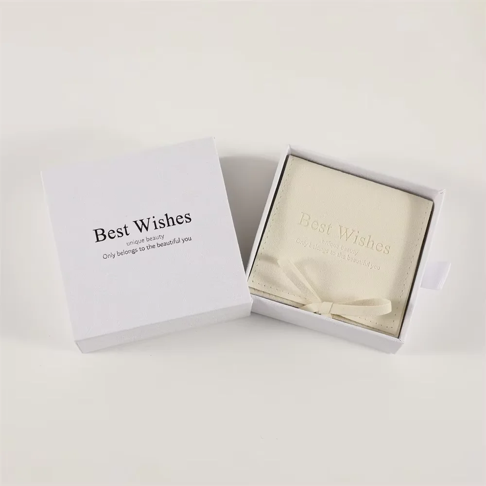 Jewelry Box with Pouch Necklace packaging Jewelry Box with logo Microfiber Jewelry Bag Pouch Drawer Necklace Earring Box