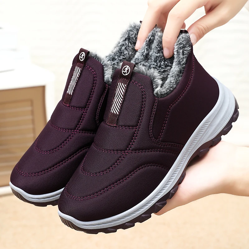 GM-YD607 Comfortable rabbit fur lining winter Women walking style shoes casual snow boots fashion winter sneakers for Women