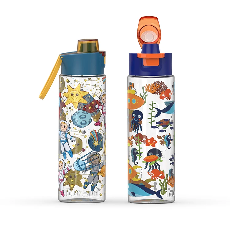 Новый дизайн, оптовая продажа, пользовательские прозрачные пластиковые спортивные бутылки для воды для детей