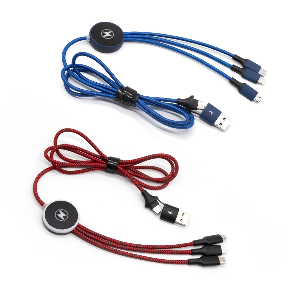 High Quality Gift Customization 3 In1 LED Logo Fast Charging Multi-function 5 in 1 USB  Charger Cable