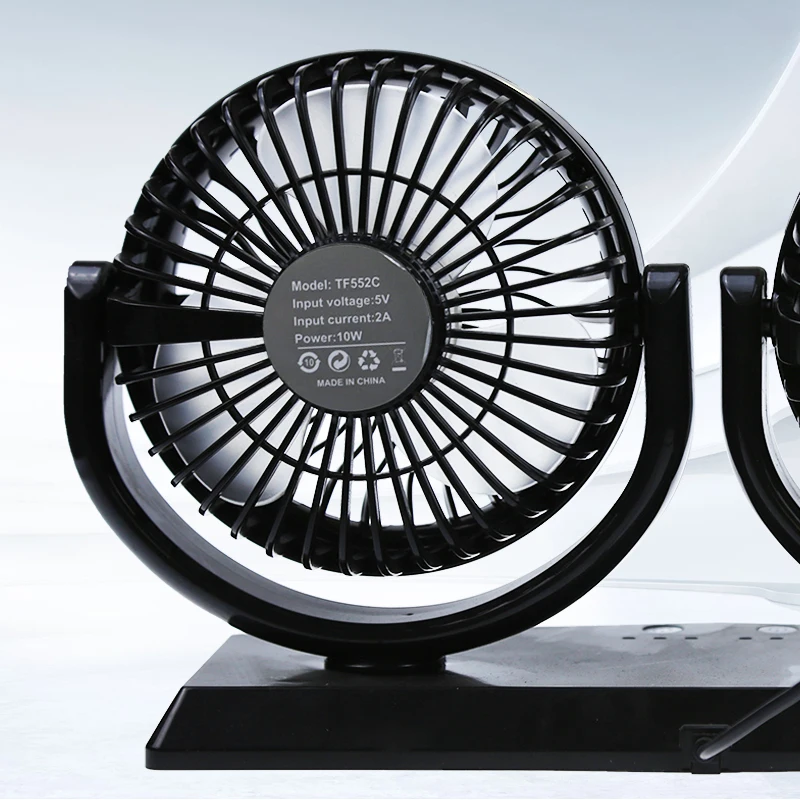 Double head adjustable USB 360 degree rotating 5v fragrance car cooling fan for cars, trucks, yachts, household