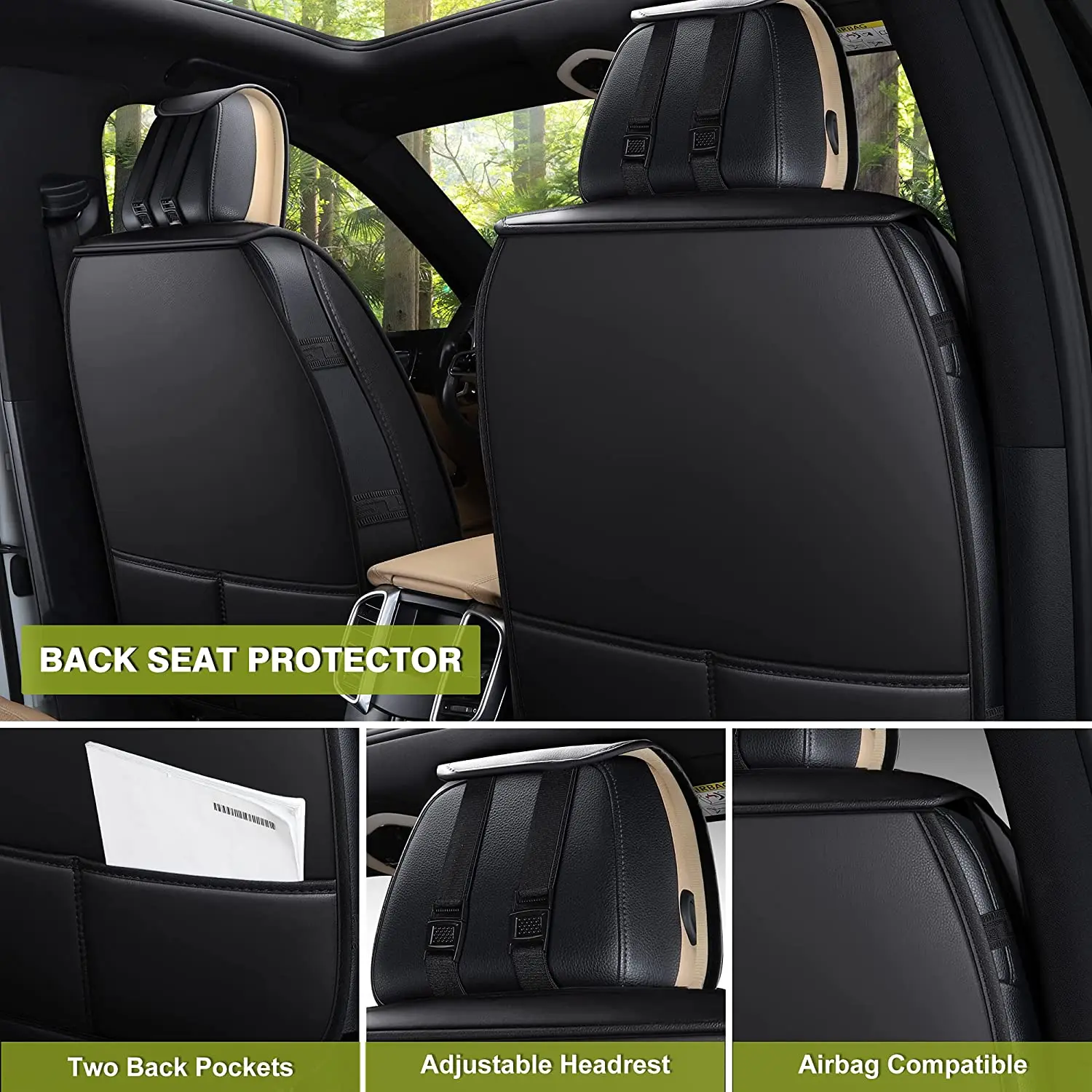 Universal Full Cover Leather Car Seats Cover Waterproof Original Seat Protector with Pockets for Car Seat