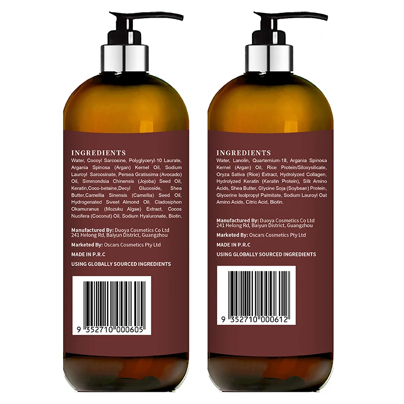 RAW EARTH Argan Oil Shampoo and Conditioner Kit - Keratin, Repair and Moisturize, Sulfate-Free - All hair types