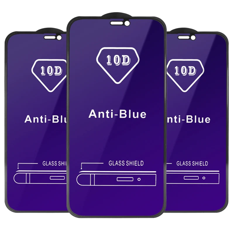 10D антисиняя пленка, закаленное стекло, Защита экрана для Samsung для Iphone X 11 12 13 Pro Max, защита экрана
