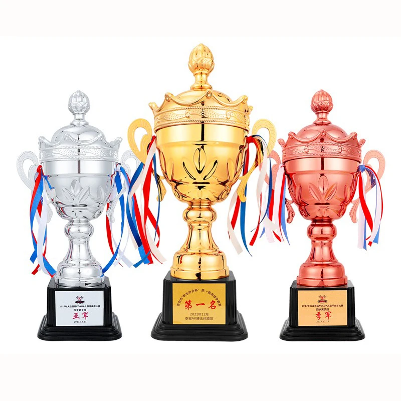High Quality Honor Award Trophy Football Basketball Badminton Taekwondo Game Gold Silver Copper Metal Championship Trophy Cup