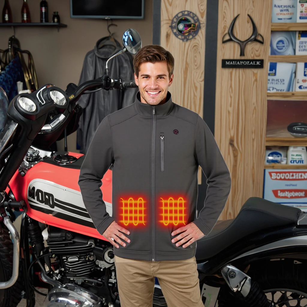 Heated Jacket Battery Puffer Mens Bike Motorcycle Reactive App Control Usb Winter Waterproof Soft Shell Electric Heating Jacket