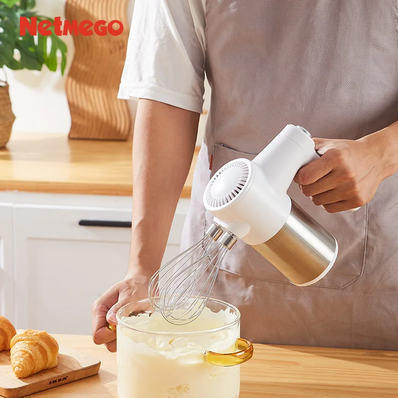 Superior Materials Food Hand Mixer Hand Blander One Button Mixer Mini Rechargeable Hand Mixer Cream Blender