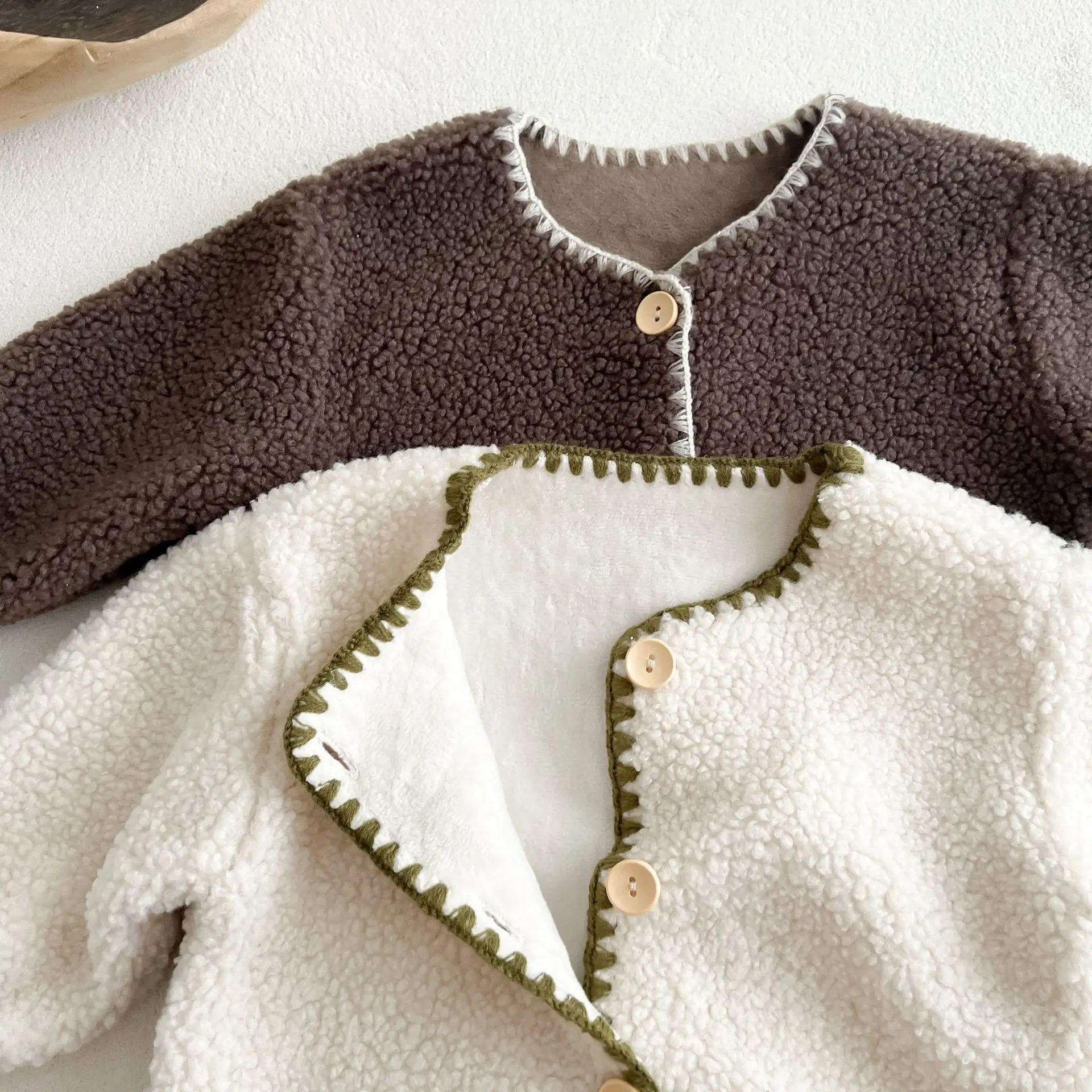 Autumn Winter Newborn Infant Toddler Unisex Plush Fleeced Warm Thicken Long Sleeve Clothes Baby Jumpsuit