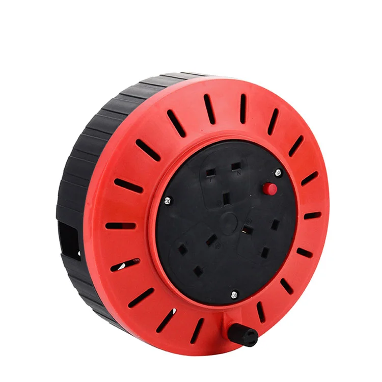Grounding Outdoor High Quality 3 Sockets Retractable Spring Loaded Cable Reel Mechanism