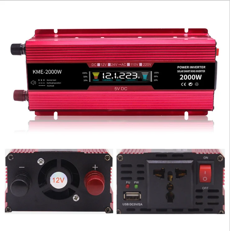 Car Power inverter LCD display US Plug 500W 1000W 2000W USB 12V/24V to 220V Out Door Supply Accessories