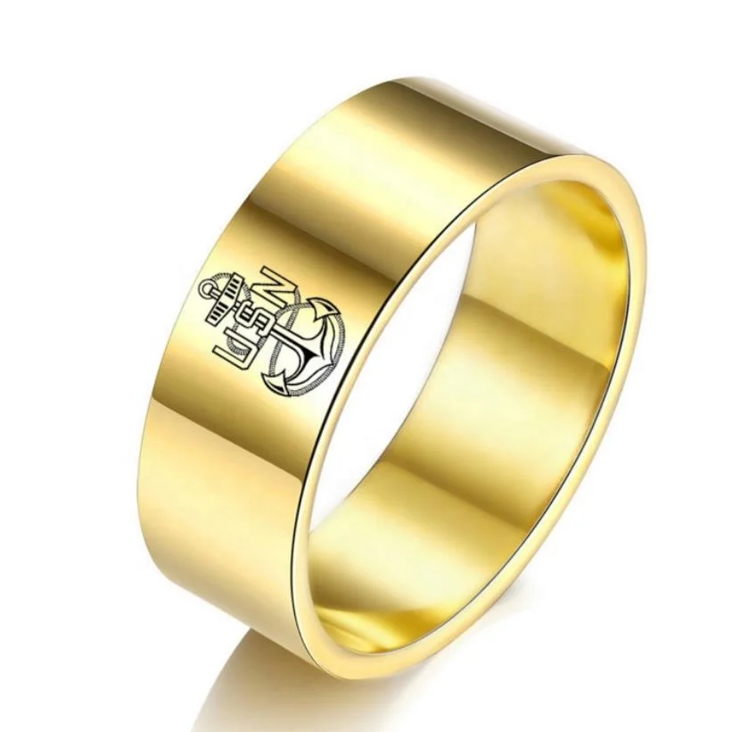 Hot Sale USA Navy Anchor USN Logo Rings ARMY Stainless Steel Rings For Trendy Men Jewelry 2021 Wholesale