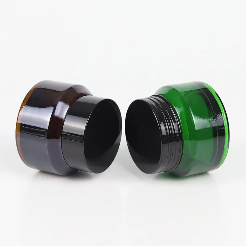 Sloping Shoulder Small Glass Jar 15ml 30ml 50ml Amber Glass Jar Cosmetic Packaging Face Cream Eye Cream Jar