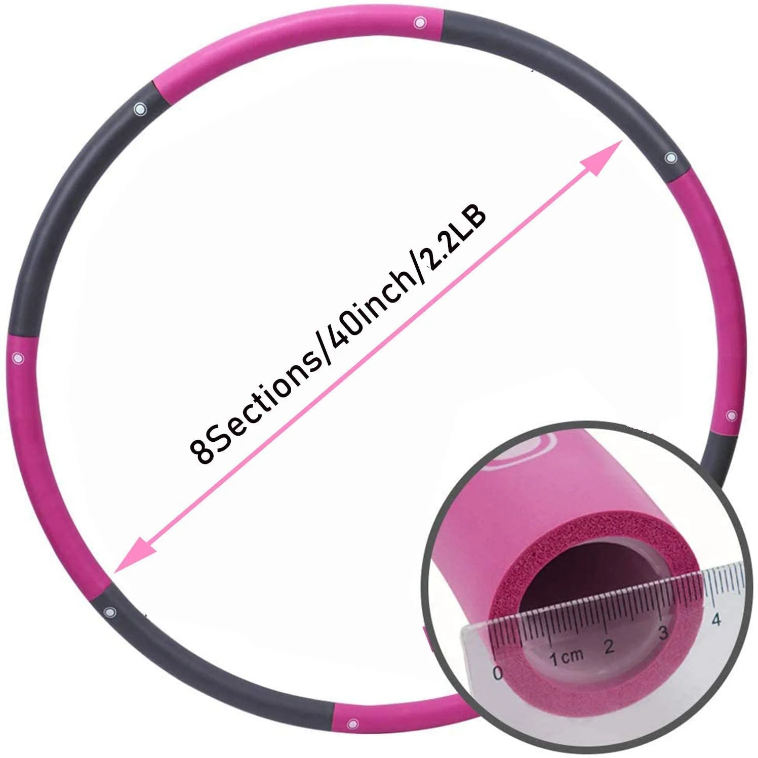Hot Selling Simple Style Removable Massage Weighted 8 Sections Hula Ring Hoop Fitness Exercise Rings