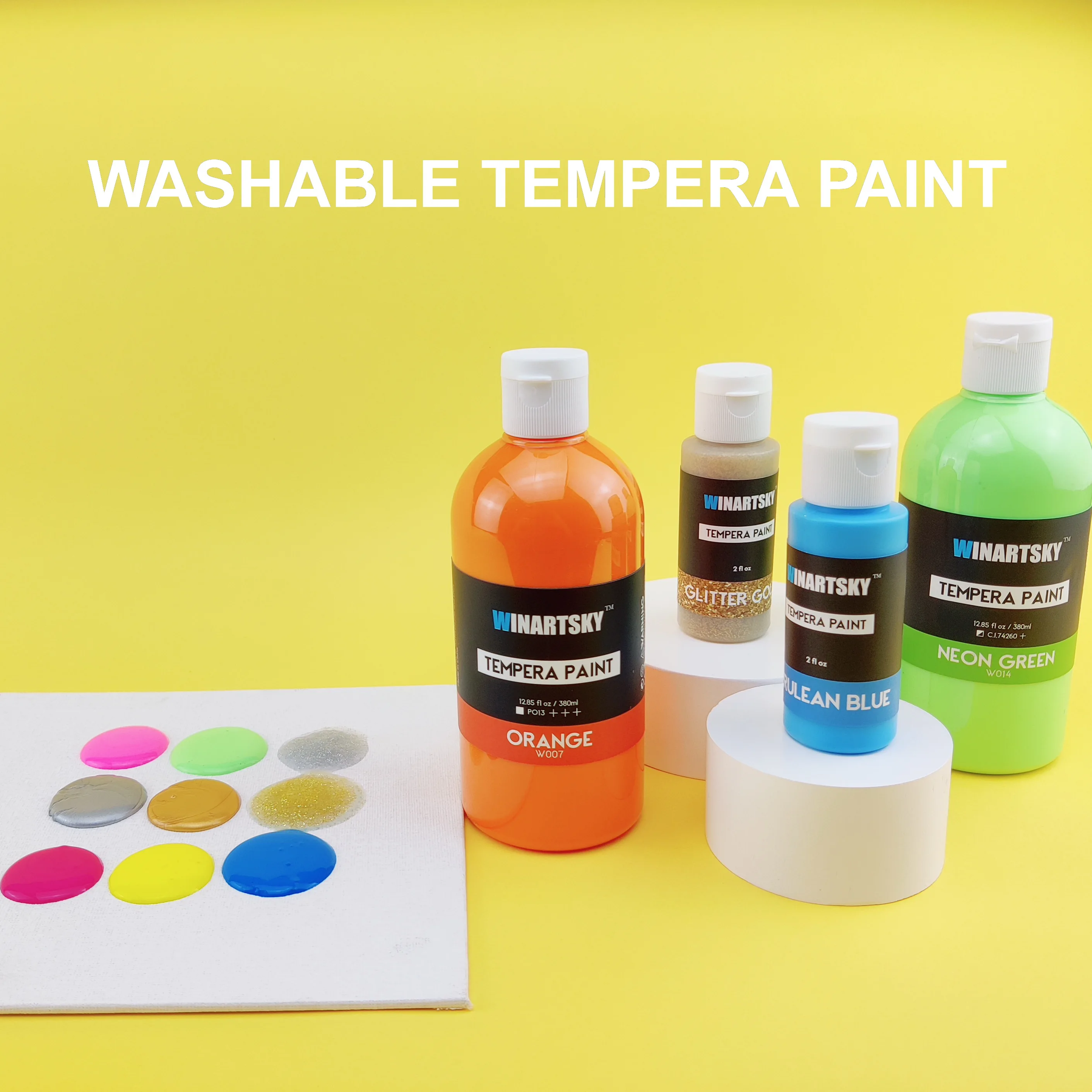 10 Colors 60ml with 3 brushes Washable Tempera Paint Set  for Kids