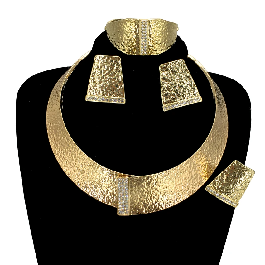 Yuminglai FHK13761 Newest Italian 18k 24k Gold Plated High Quality Women Fashion Necklace African Costume Big Dubai Jewelry Sets