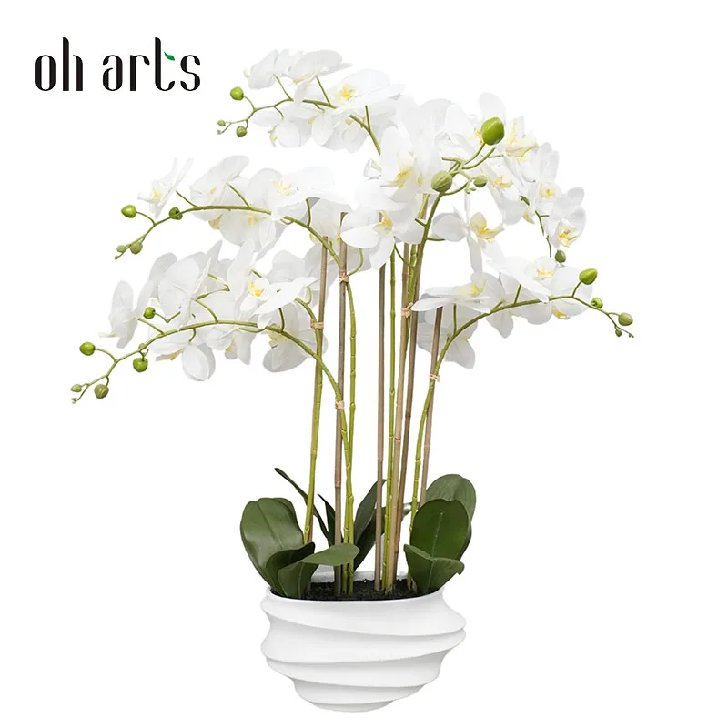 Oh Arts Factory Custom High End Artificial Real Touch Orchid Flower Plant With Pot For Showroom Shop Decoration