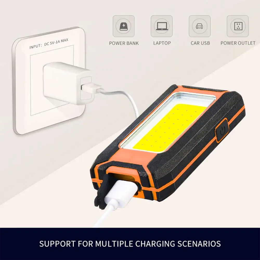 WARSUN Y39 outdoor portable LED car inspection light hook work lamp USB COB rechargeable work light with magnet