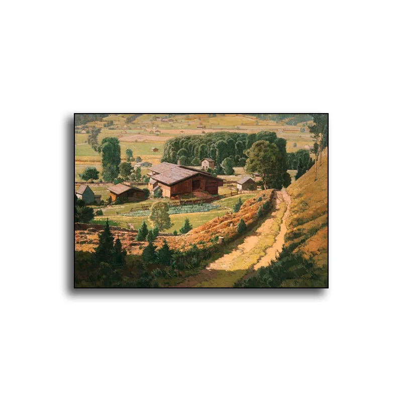 Wall Art Decor 100% Hand Painted Peaceful Countryside View Modern Handmade  landscape Oil Painting