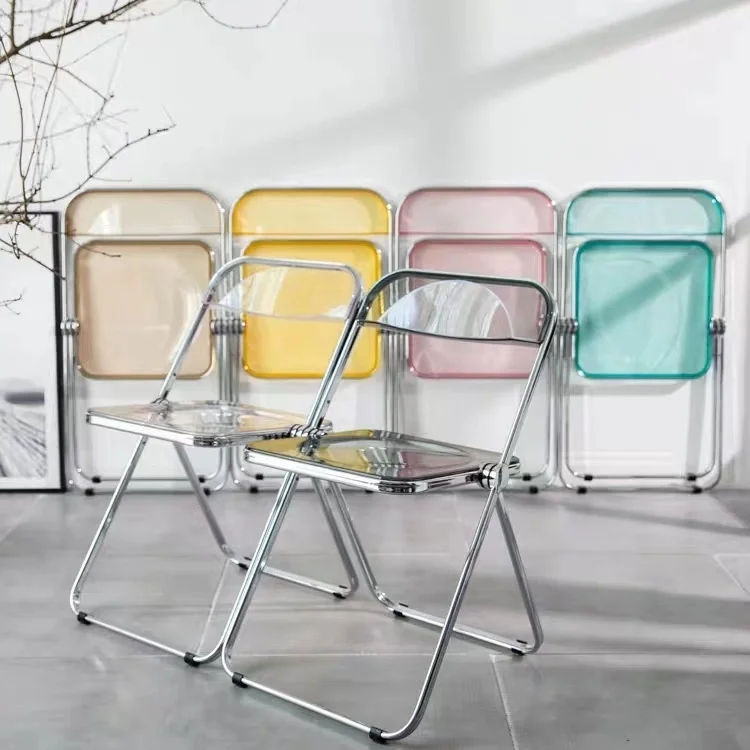 Comfortable Portable Dining Chairs Outdoor Metal Pipe Chair Sponge Cushion Foldable Chair