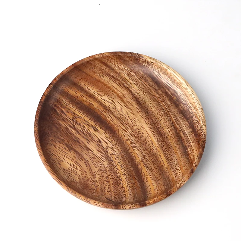 High Quality Acacia Wooden Round Serving Trays,Home Food Plate