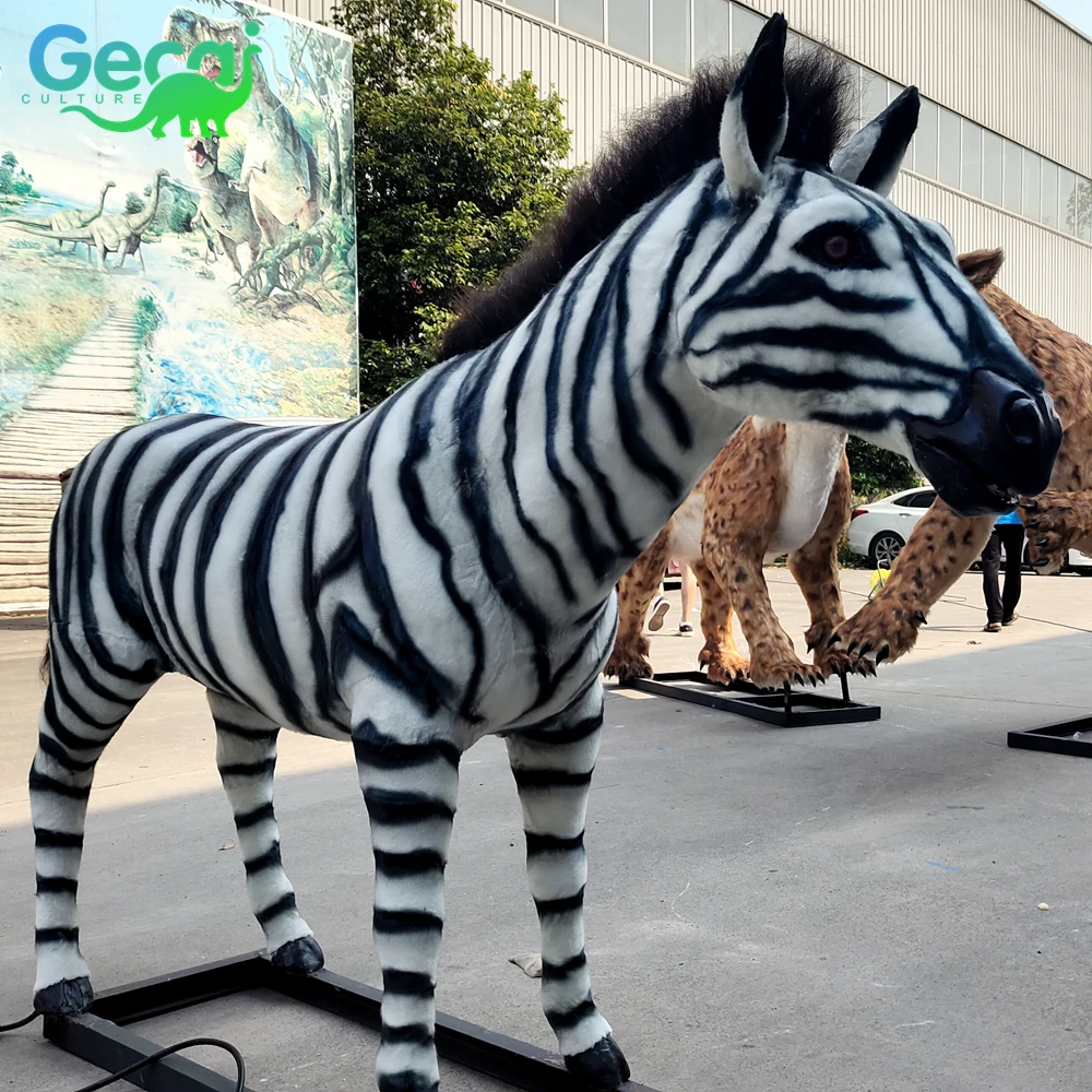 gecai life size stuffed ice age animals realistic robotic zebra model for sale