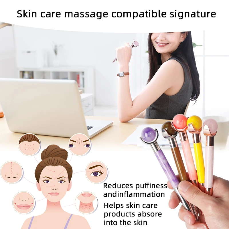 2024new massage products jade roller v face lifting tool facial beauty skincare massager writing signature ballpoint pen gel pen