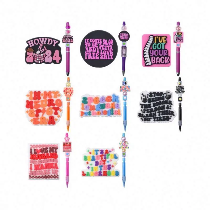 Popular Design Tree Pvc Pen Other Loose Beads pearl Custom Silicone For Pens Charms