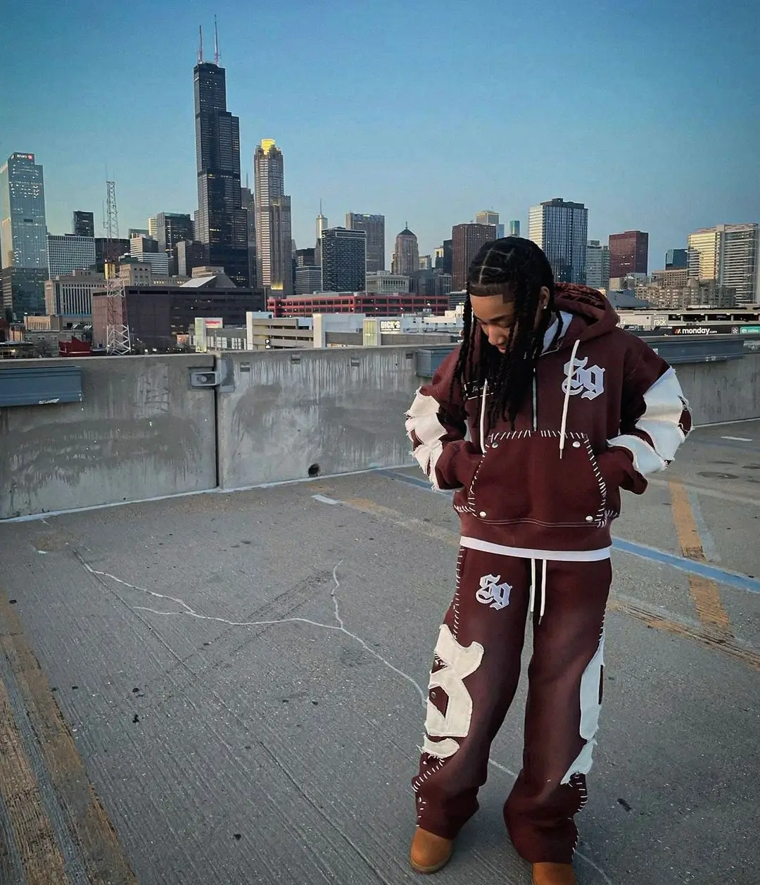 Heavyweight Vintage Flared Sweatpants Streetwear Jogging Distressed Embroidery Acid Wash Zip Up Hoodie And Jogger Set Tracksuit