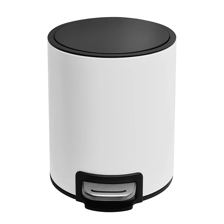 3l Food Trash White Powder Coating Stainless Steel Pedal Waste Bin Dust Bins For Indoor Trash Can