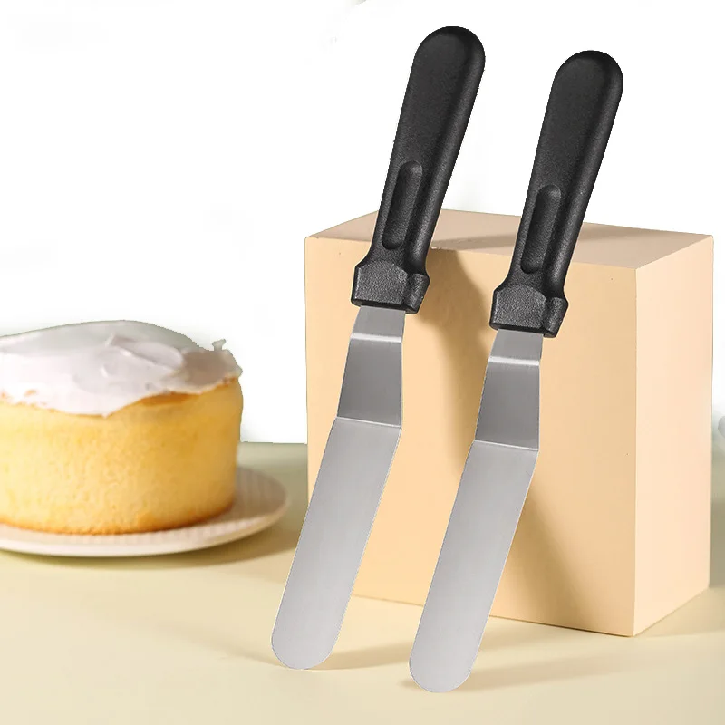 Bakery  6 Inch Blades Knife Cake Scraper Smoother 430 Stainless Steel Angled Icing Spatula Cake Decorating with Plastics Handle