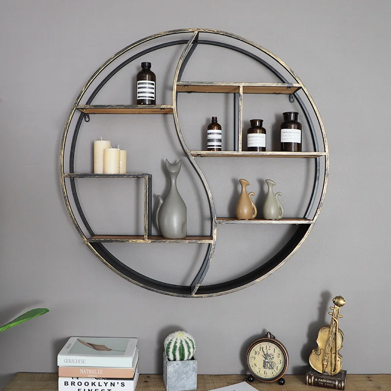 Metal Round Wall Hanging Modern Wall Shelf Set Decorative Multi-functional Plant Rack Home Wall Iron Floating Shelves