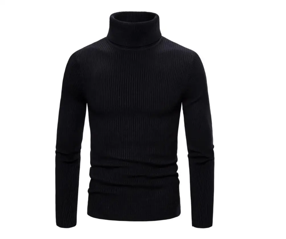 
Wholesale OEM Winter Mens Slim Comfortably Knitted embroidered Long Sleeve Black Turtleneck Woolen Sweaters For Men 
