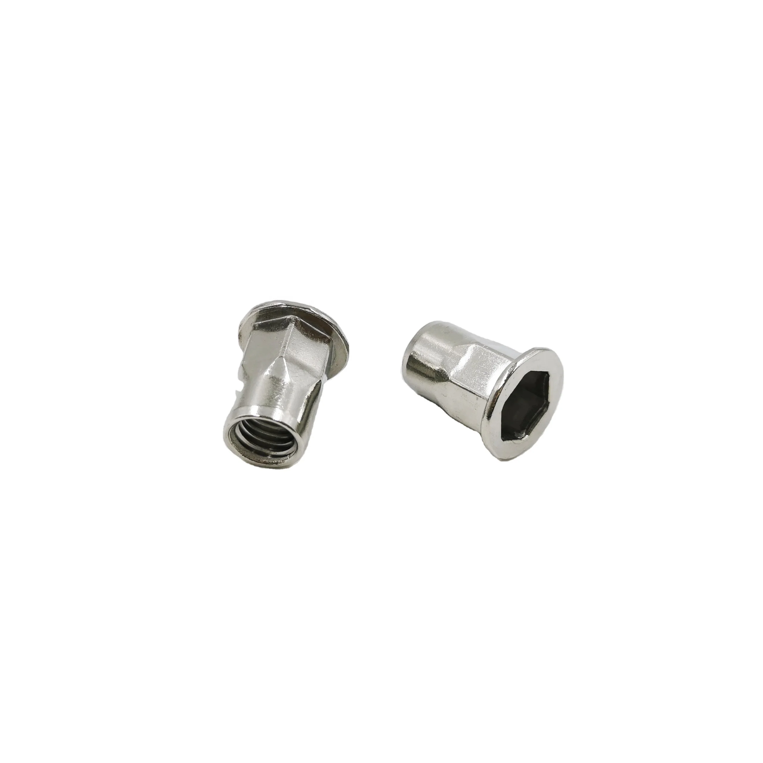 Rivet Nut Flat head inner hex body internal and external half Hexagon Body stainless steel open end hex rivet nut
