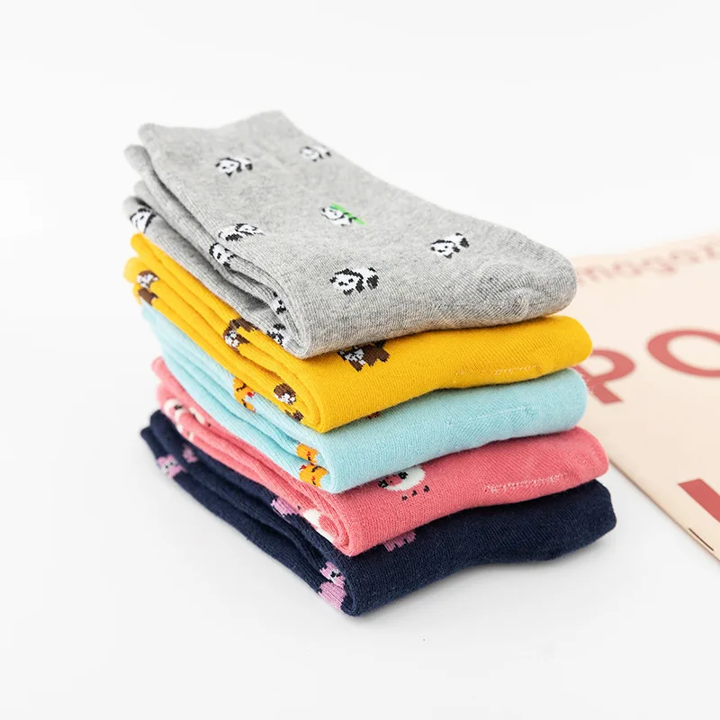 High Quality Women Custom Logo Cartoon Animal Socks Breathable Fashion Cute Panda Socks Sweat-absorbent Pig Sheep Cotton Socks