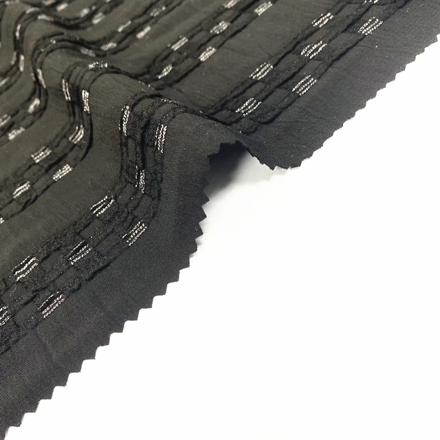 Best Textiles Formal Black Polyester Rayon Jacquard Dubai Fabric for Abaya Materials