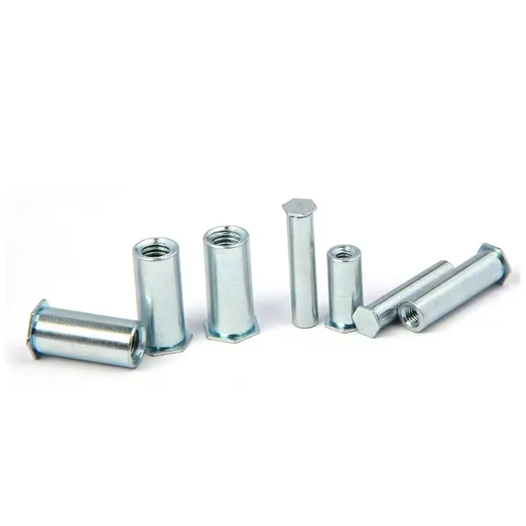 Zinc & Nickel Plated 3.5M3 Carbon Steel Hexagon Blind Stud with Hex Nut Self Clinching Standoff for Sheet Metal
