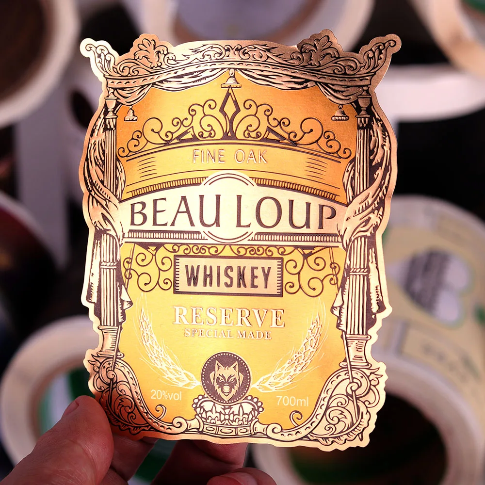 Hot Sales Wine Bottle Metal Label Aluminum Stickers Custom Luxurious Metal Label Sticker Manufacturer