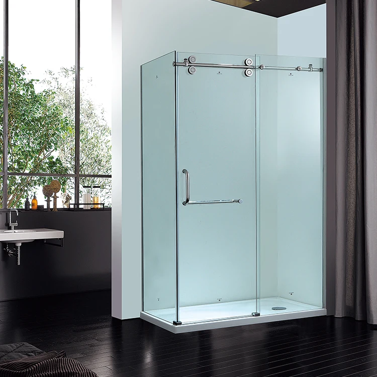 American Rectangle Sliding Tempered Glass Barn Door Frameless Shower Enclosure