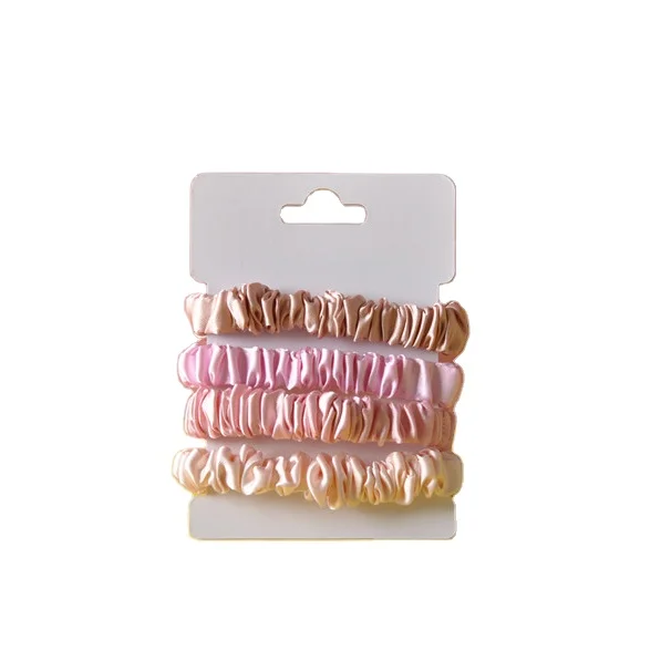 Set of 4 pcs mini thin elastic band high quality pure color hair accessory for women and girls
