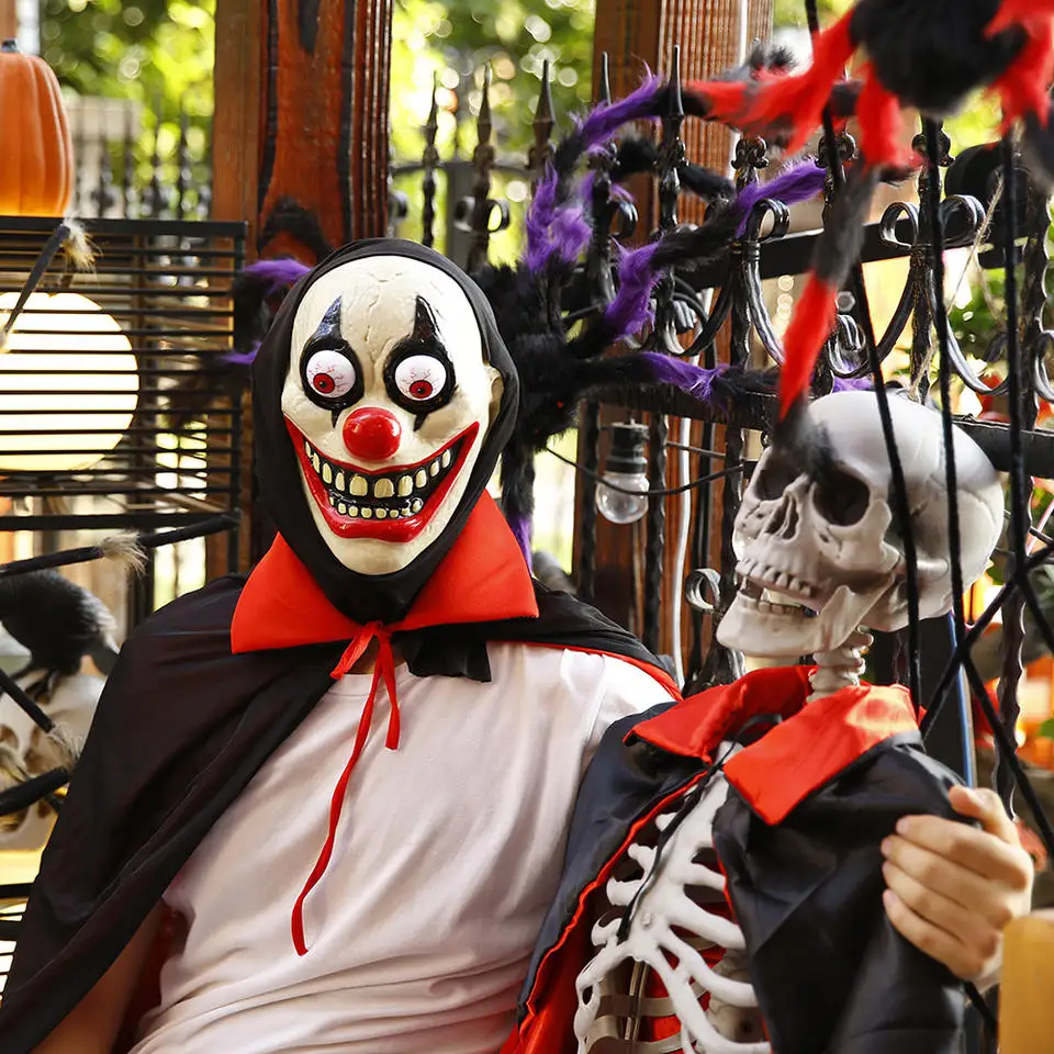 Nicro Costume Glow Led Face Halloween Party Masks Latex Scary Clown Adult Eye Lighting Vampire Zombie Man Mask Cosplay