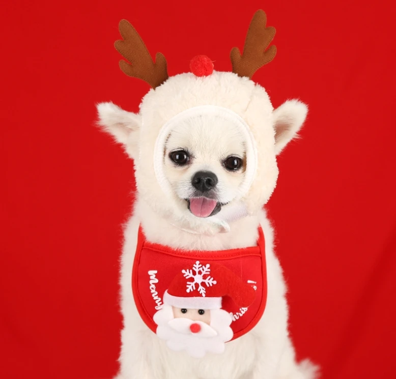 2024 new design Dogs cats Christmas hats drool bibs teddy bears magic buckets Bomei autumn and winter clothes Dress up supplies