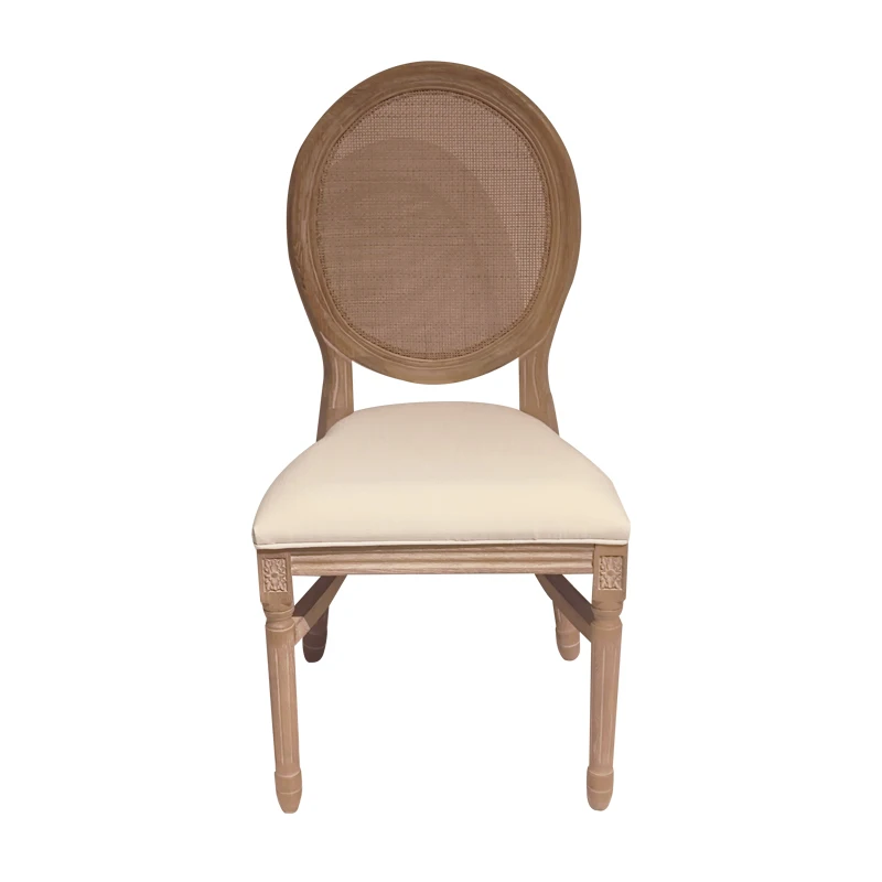 Factory wholesale modern solid wood vintage restaurant rattan wooden cross back dining chair for wedding events