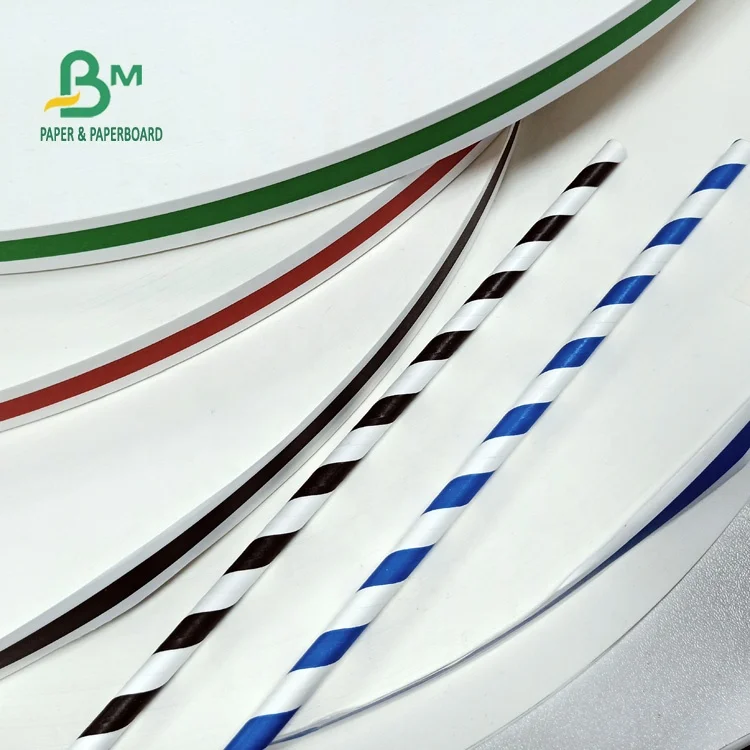 Biodegradable Size 15mm 60gsm colored straw paper roll for making straw