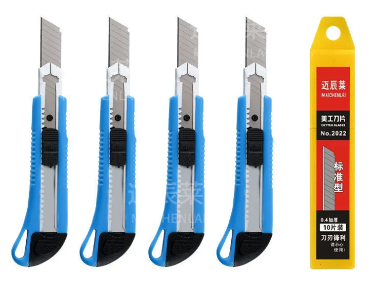 Cheap factory price hand tools safety retracting mini office paper cutter utility knife with 9mm blade