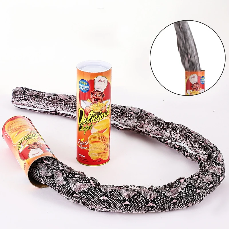 Gifts Prank Trick Fun Joke Toys April Fool Day Halloween Party Decoration Potato Chip Can Jump Spring Snake novelty gag toys