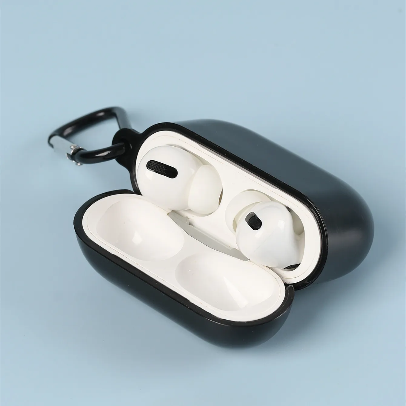 High Quality Soft TPU Black and Transparent Color Airpods Case For Apple Airpods 1 2 pro  With Shackle