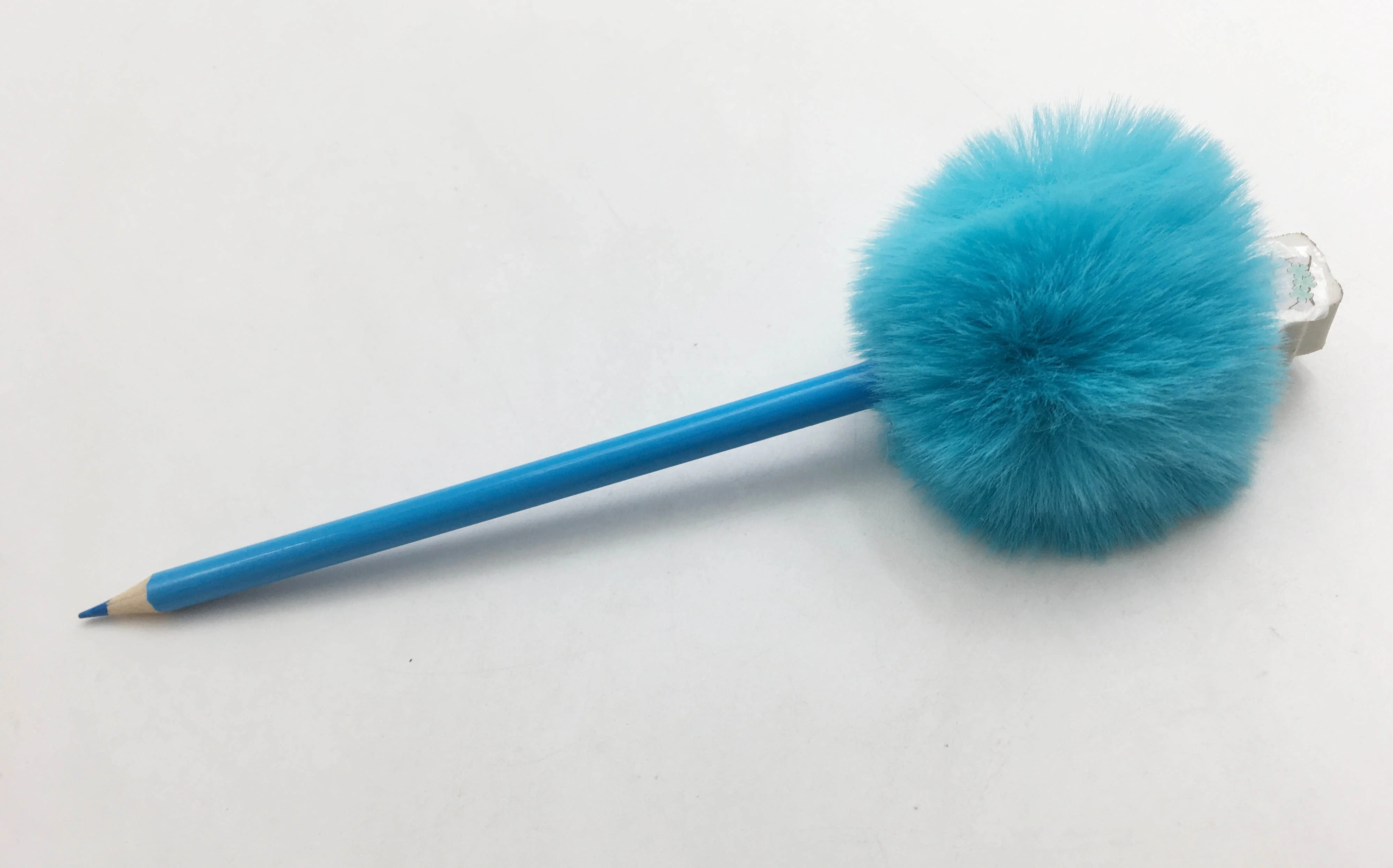 Novelty Fluffy Ball Decorations Pencil With Cute Eraser
