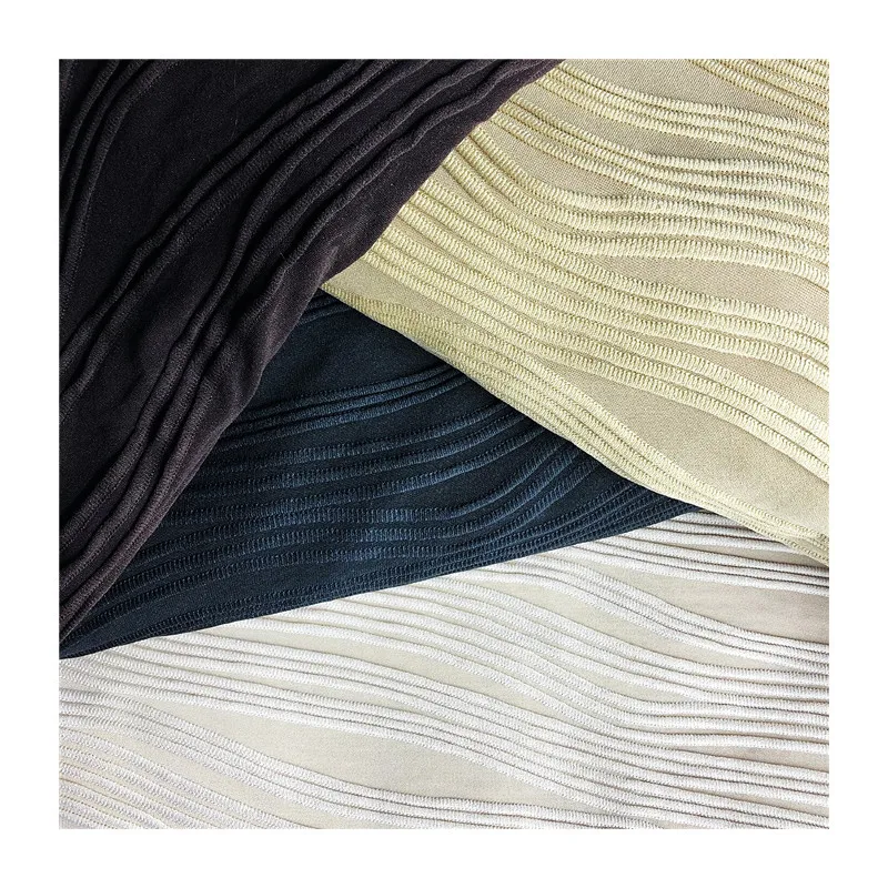 New Design Good Stretch Wave Stripe Jacquard Fabric 95%polyester 5%spandex Piece Dyed 3D Knitting Fabric for Garments